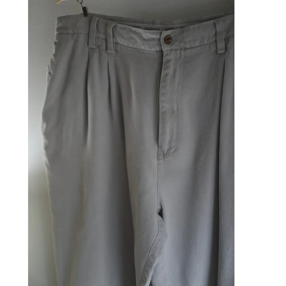 Tommy Bahama Relax Mens 38 Pleated 100% Silk Pants Khaki Beige Relaxed Trousers